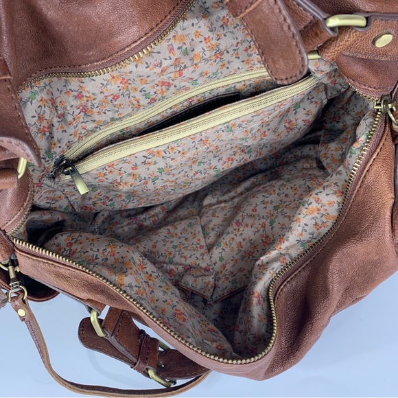 Jesslyn Blake - Anthropologie Large Brown Pebbled Leather Shoulder Bag 17x9x6 - Picture 12 of 15